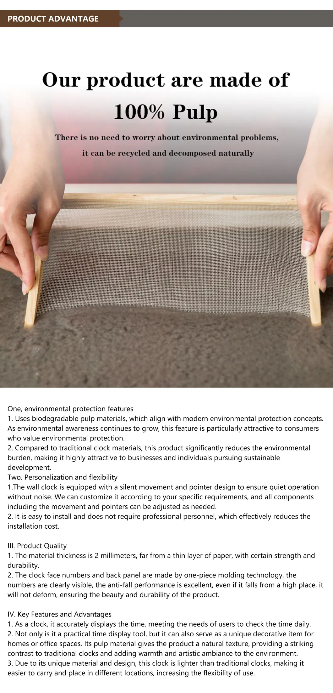 10-Inch Lightweight Paper Wall Clock &ndash; Versatile Decor for Offices, Stores &amp; Public Areas